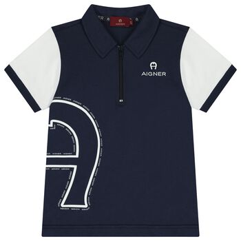 Boys Navy Blue Logo Polo Shirt