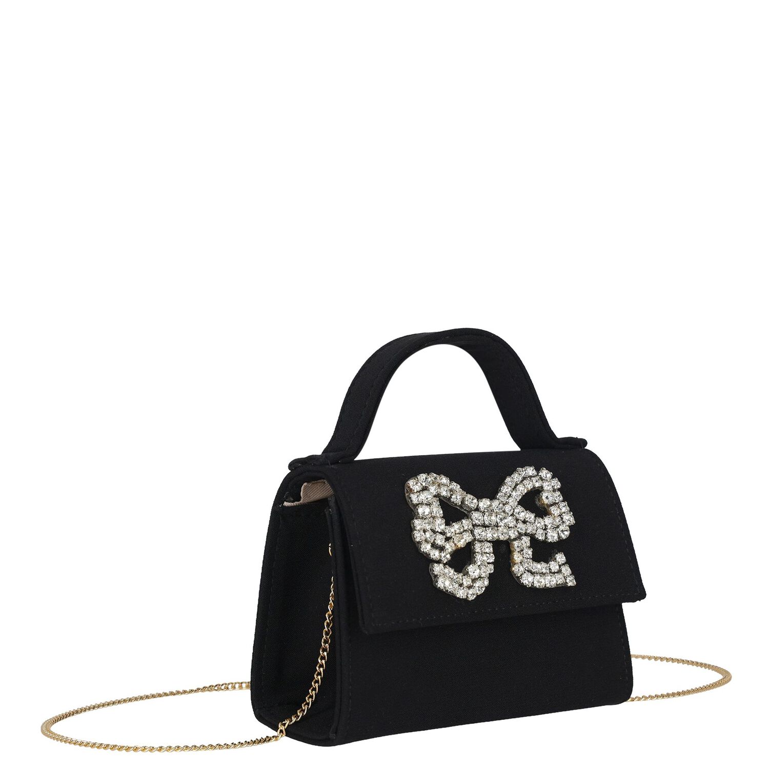 Girls Black Bow Cr&ecirc;pe Handbag ( 13cm ), 1, hi-res