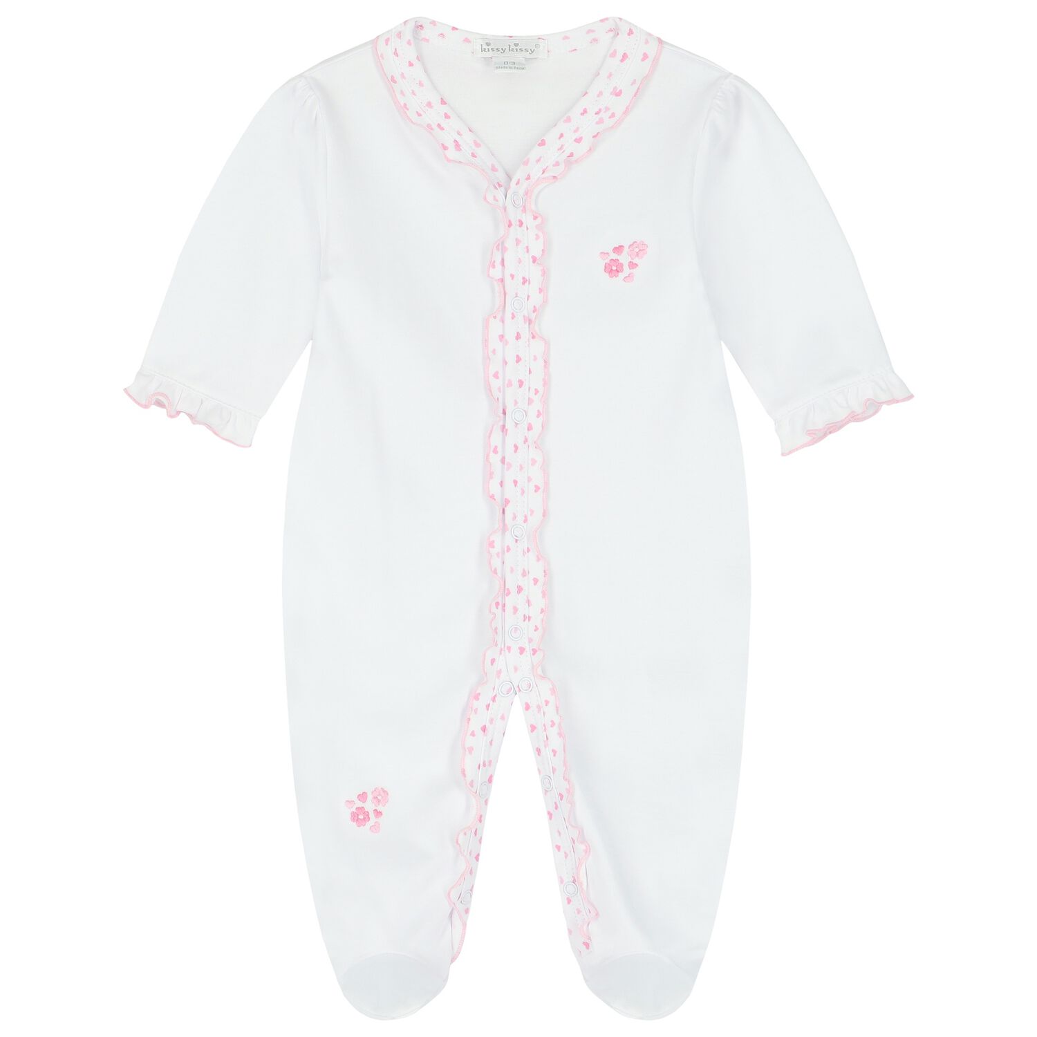 Baby Girls White Ruffled Babygrow, 1, hi-res