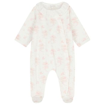 Baby Girls White & Pink Babygrow