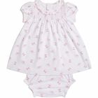 Baby Girls White & Pink Ballerina Print Dress Set, 1, hi-res