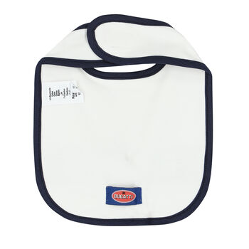 Baby Boys White & Navy Logo Bib