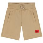Boys Beige Logo Shorts, 2, hi-res