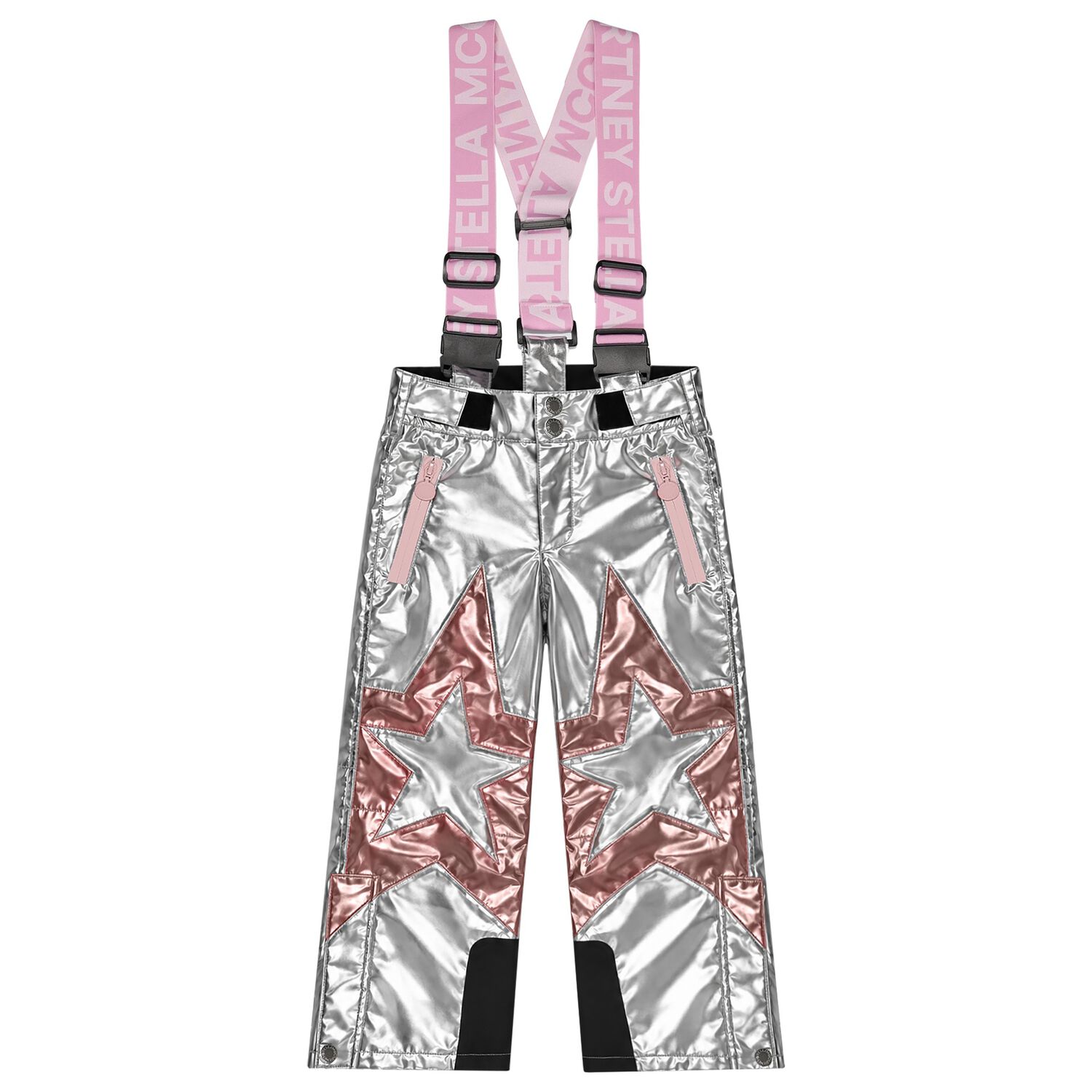 Girls Silver & Pink Star Ski Trousers, 1, hi-res