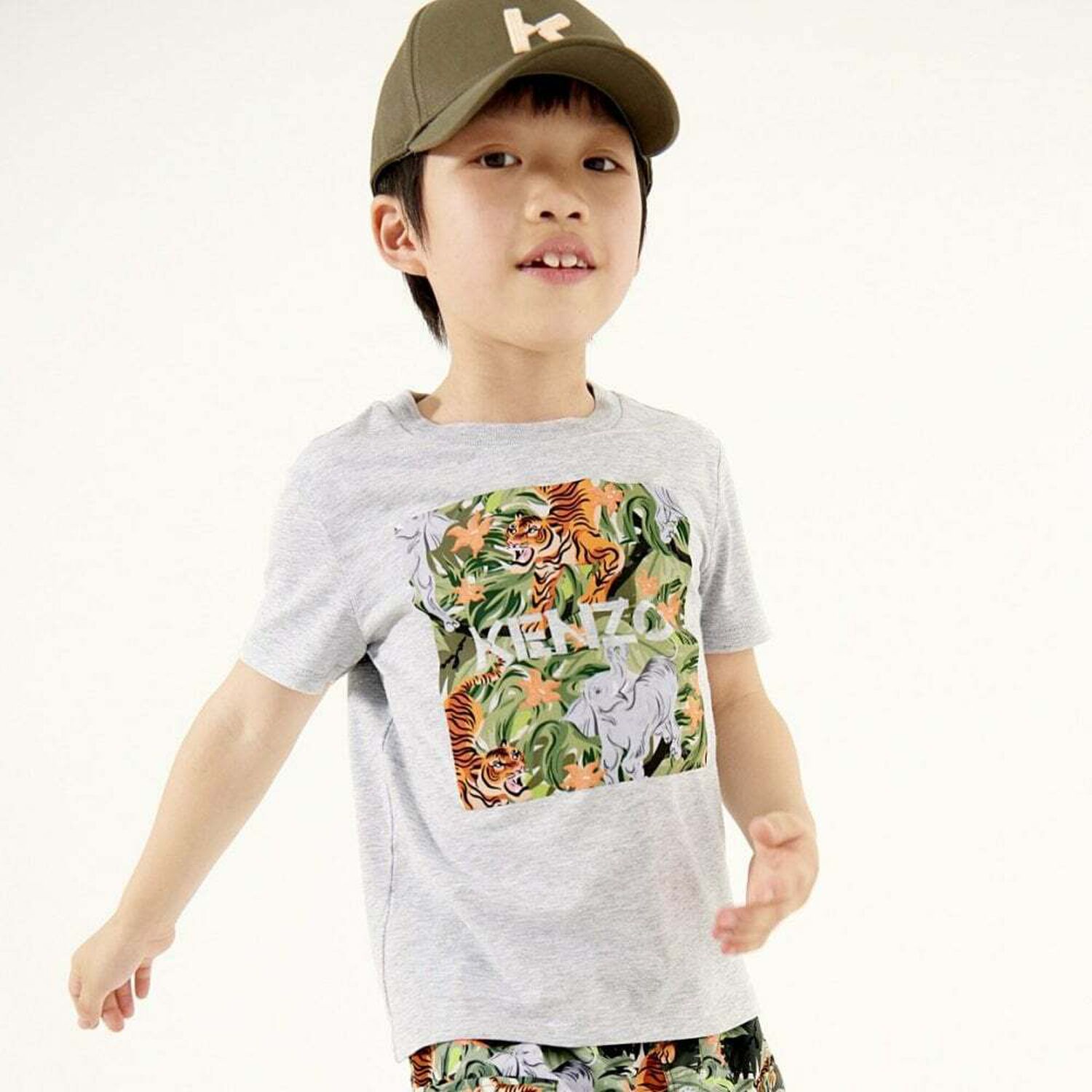 Boys Grey Logo Jungle T-Shirt, 1, hi-res