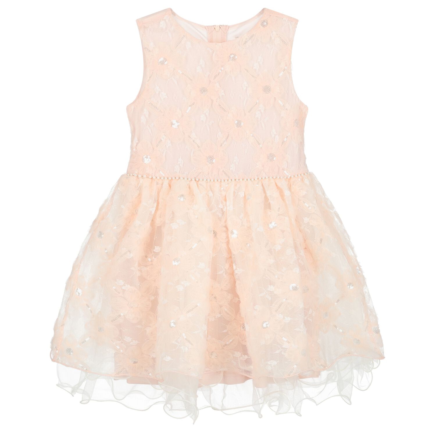 Girls Pink Flower Tulle Dress, 1, hi-res image number null