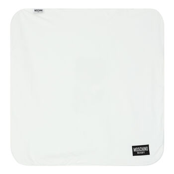 White Teddy Bear Logo Baby Blanket