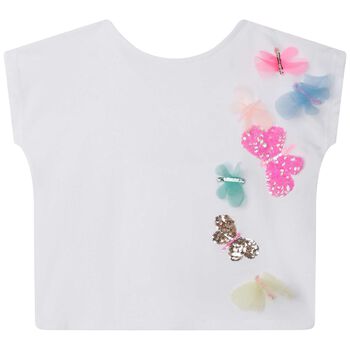 Girls White Butterfly T-Shirt