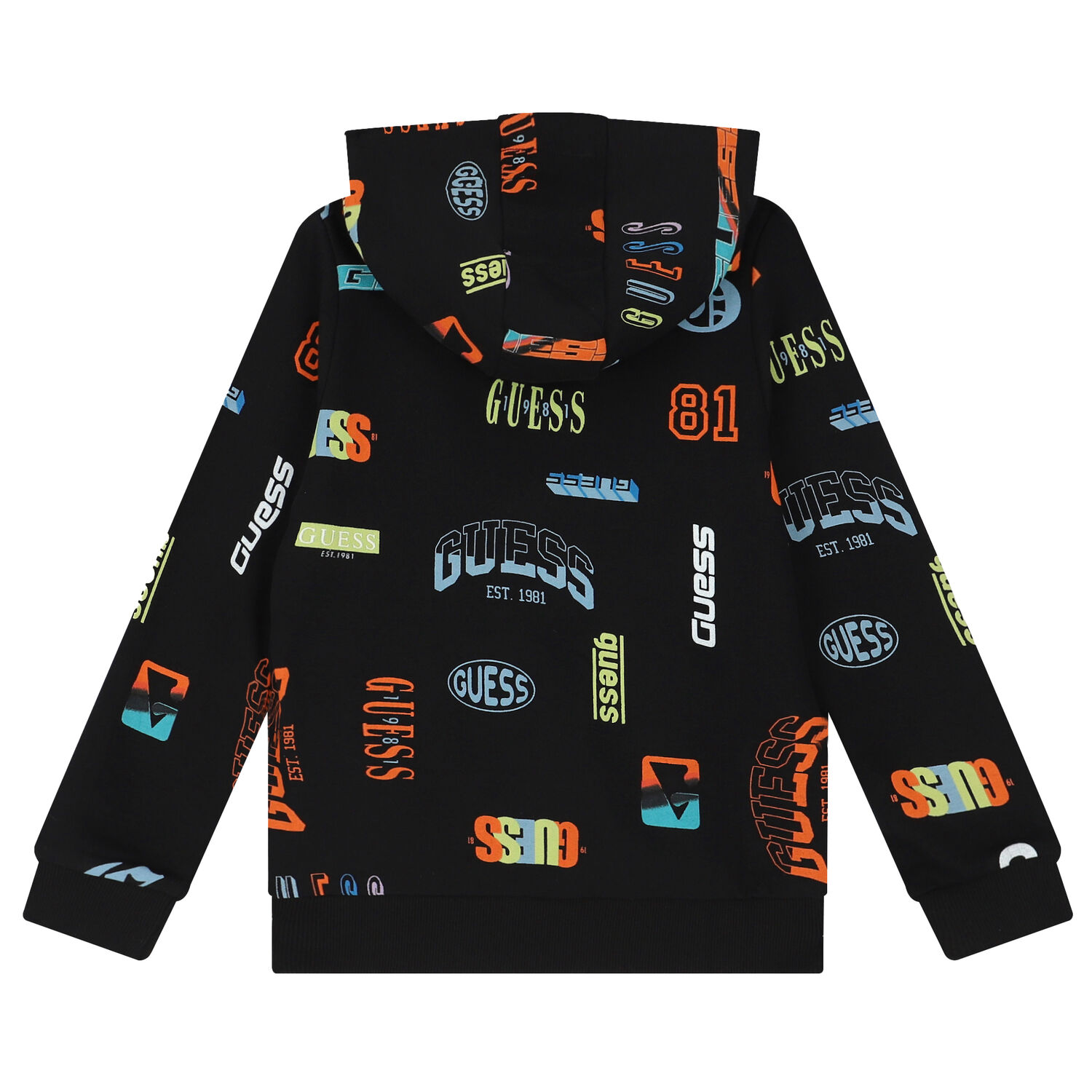 توب هودى أولاد بالشعار باللون الاسود, 1, hi-res