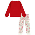 Girls Red & White Reindeer Pyjamas, 1, hi-res