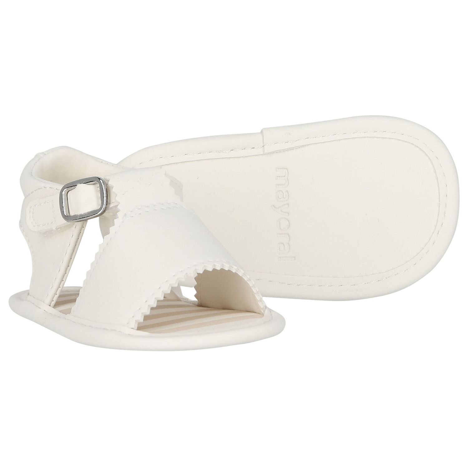 Baby Girls White Sandals, 1, hi-res