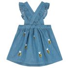 فستان بنات دنيم بطبعة باللون الأزرق, 1, hi-res