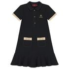 Girls Black Logo Polo Dress, 1, hi-res