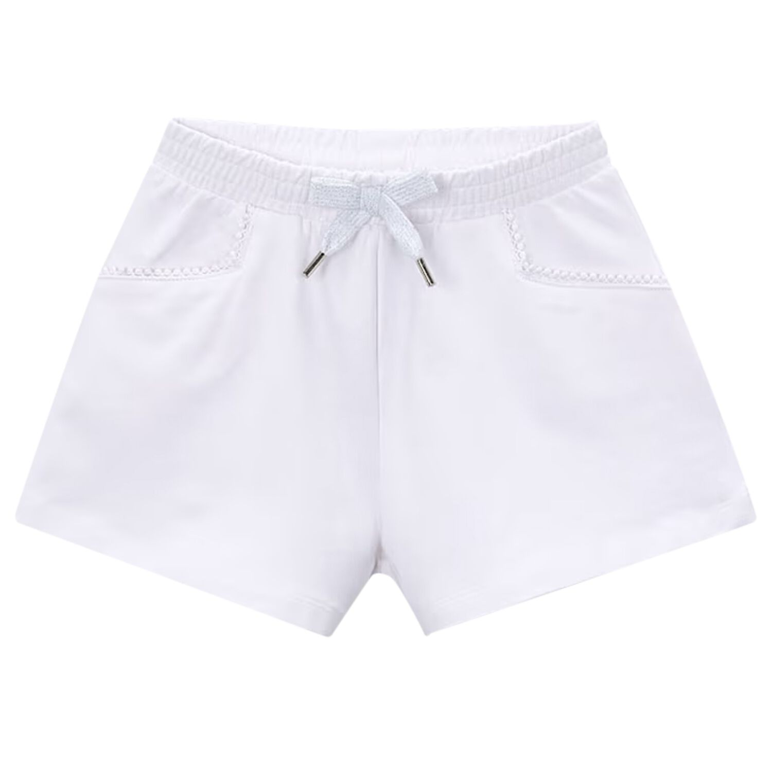 Girls White Shorts, 4, hi-res