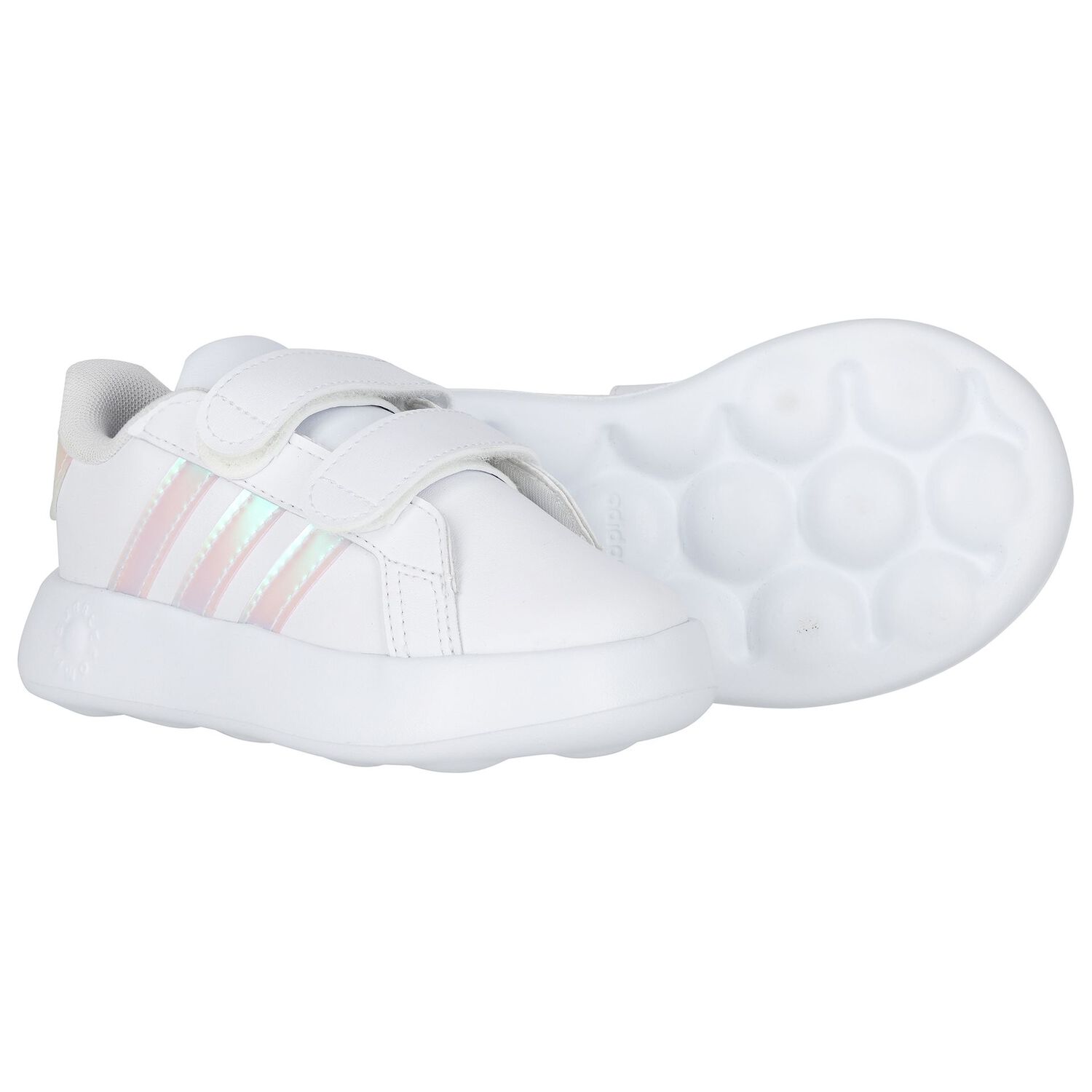 Girls White Logo Iridescent Trainers, 1, hi-res