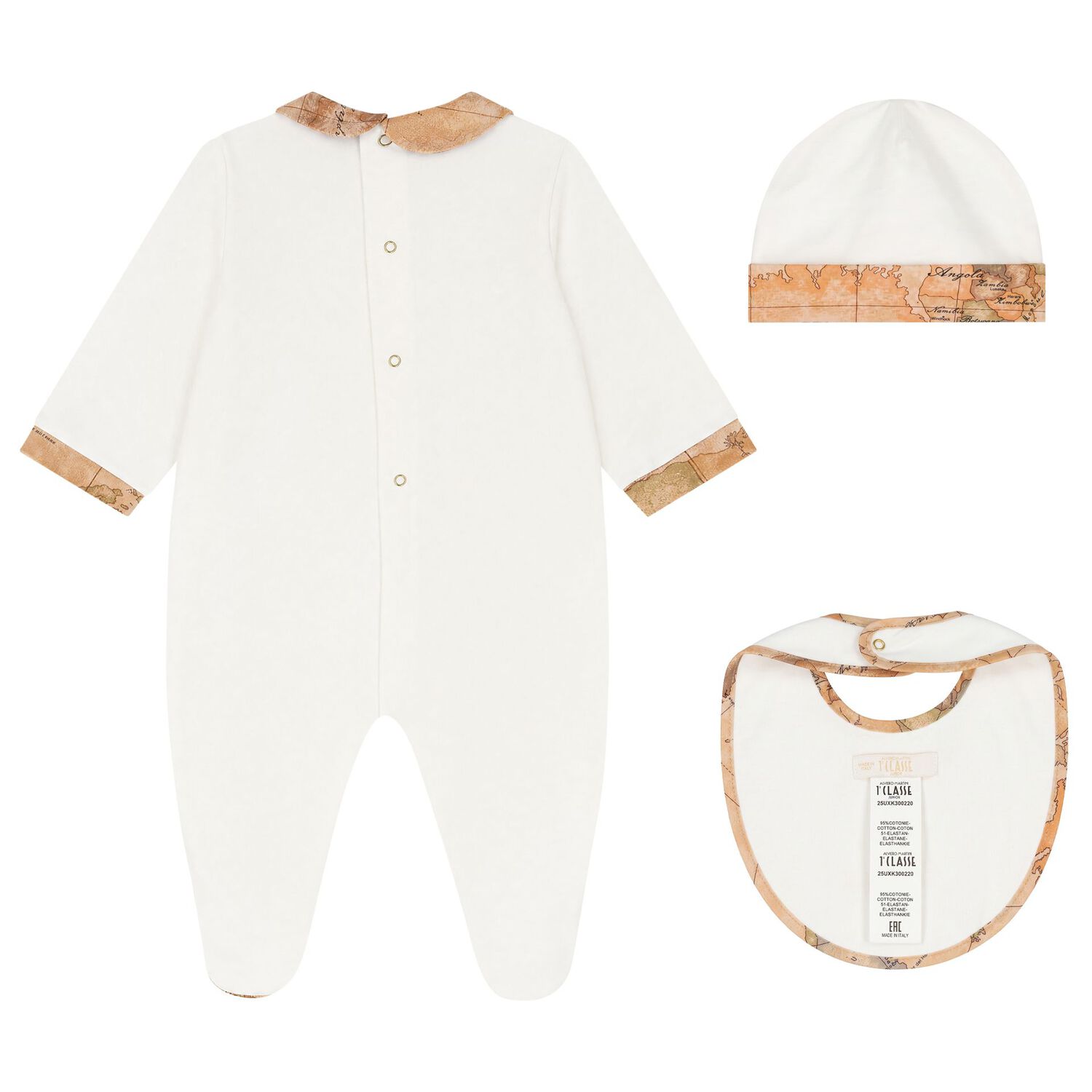 Ivory & Beige Geo Map Babygrow Gift Set, 4, hi-res