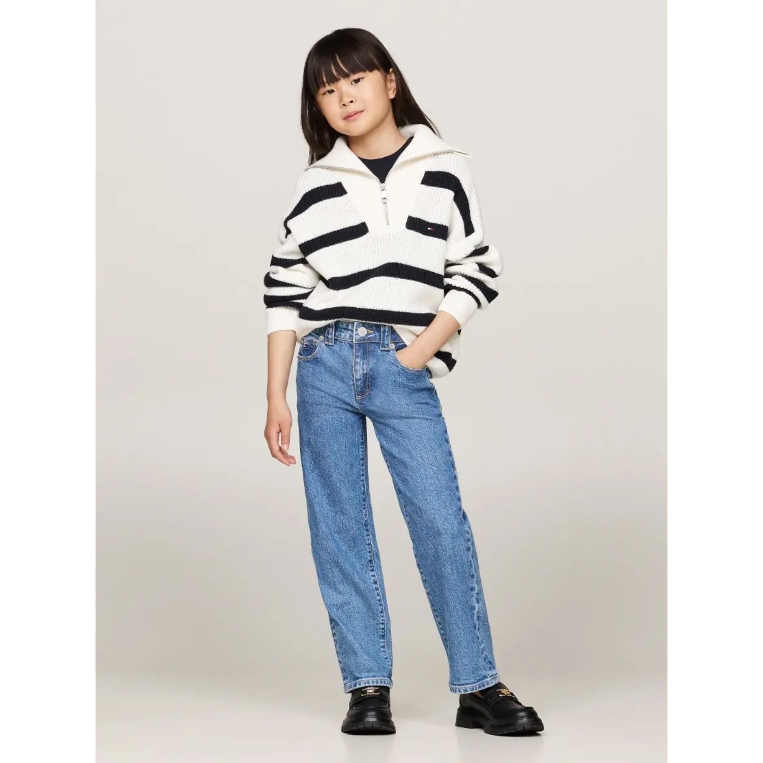 Girls Blue Logo Denim Jeans, 1, hi-res image number null