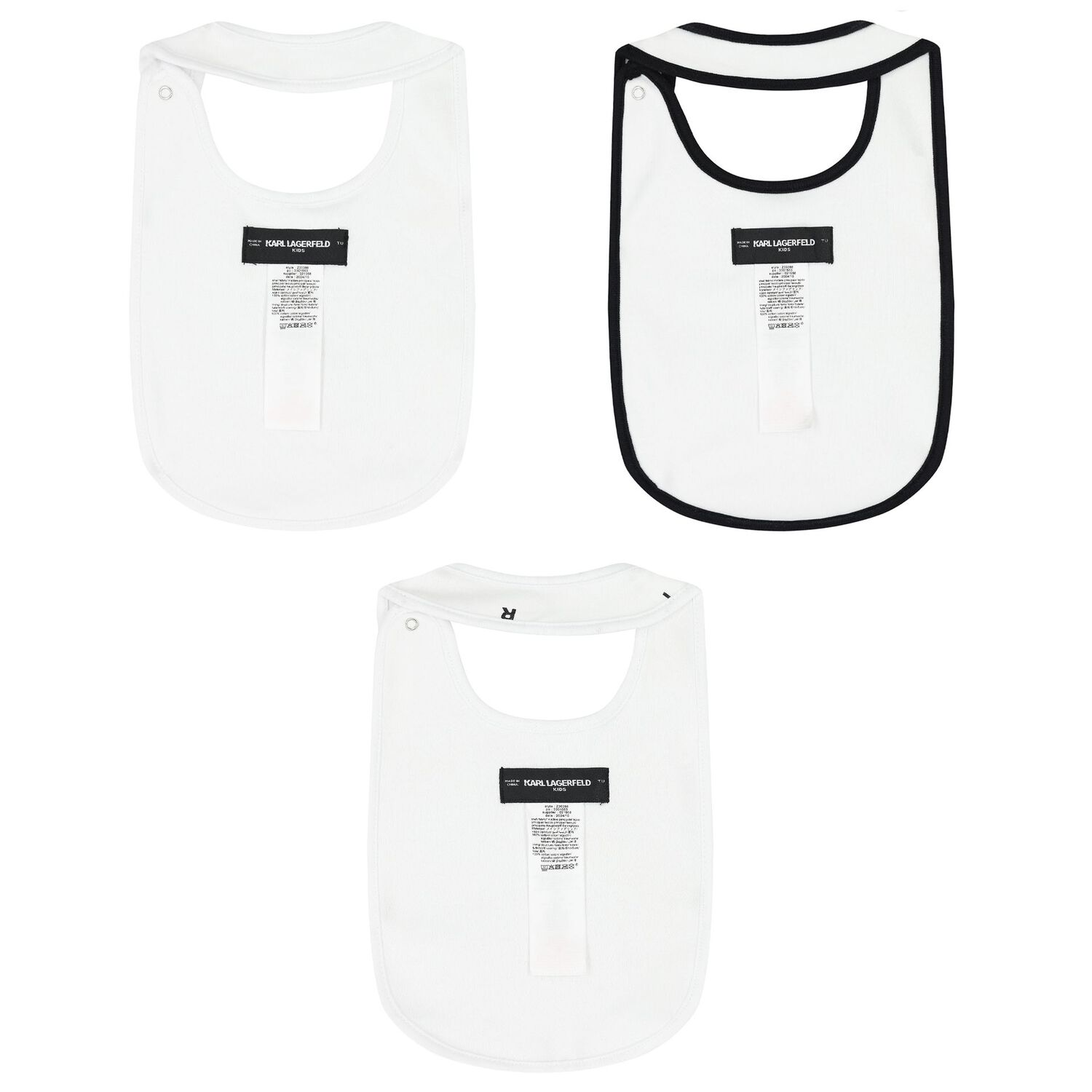 White Ikonik Logo Baby Bibs (3-Pack), 1, hi-res