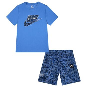Boys Blue & Black Logo Shorts Set