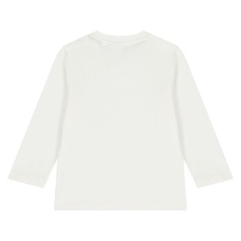 Younger Boys White Logo Long Sleeve Top