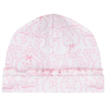 Baby Girls White & Pink Delicate Blooming Bow Hat