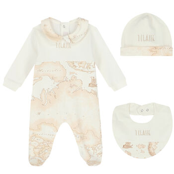 Ivory & Beige Geo Map Babygrow Set