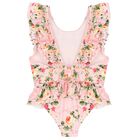Girls Pink Floral Swimsuit, 1, hi-res