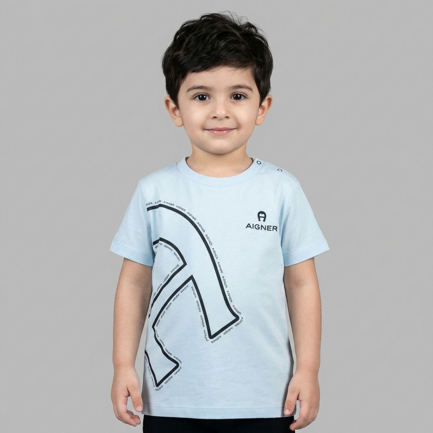 Younger Boys Blue Logo T-Shirt , 2, hi-res