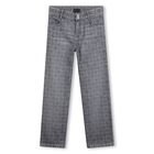 Boys Grey Logo Denim Jeans, 1, hi-res