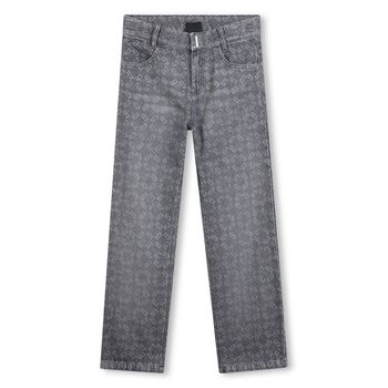 Boys Grey Logo Denim Jeans