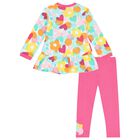 طقم بنات ليغنز بطبعة القلب باللون الوردي والأبيض, 1, hi-res