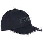 Boys Navy Blue Logo Cap, 1, hi-res