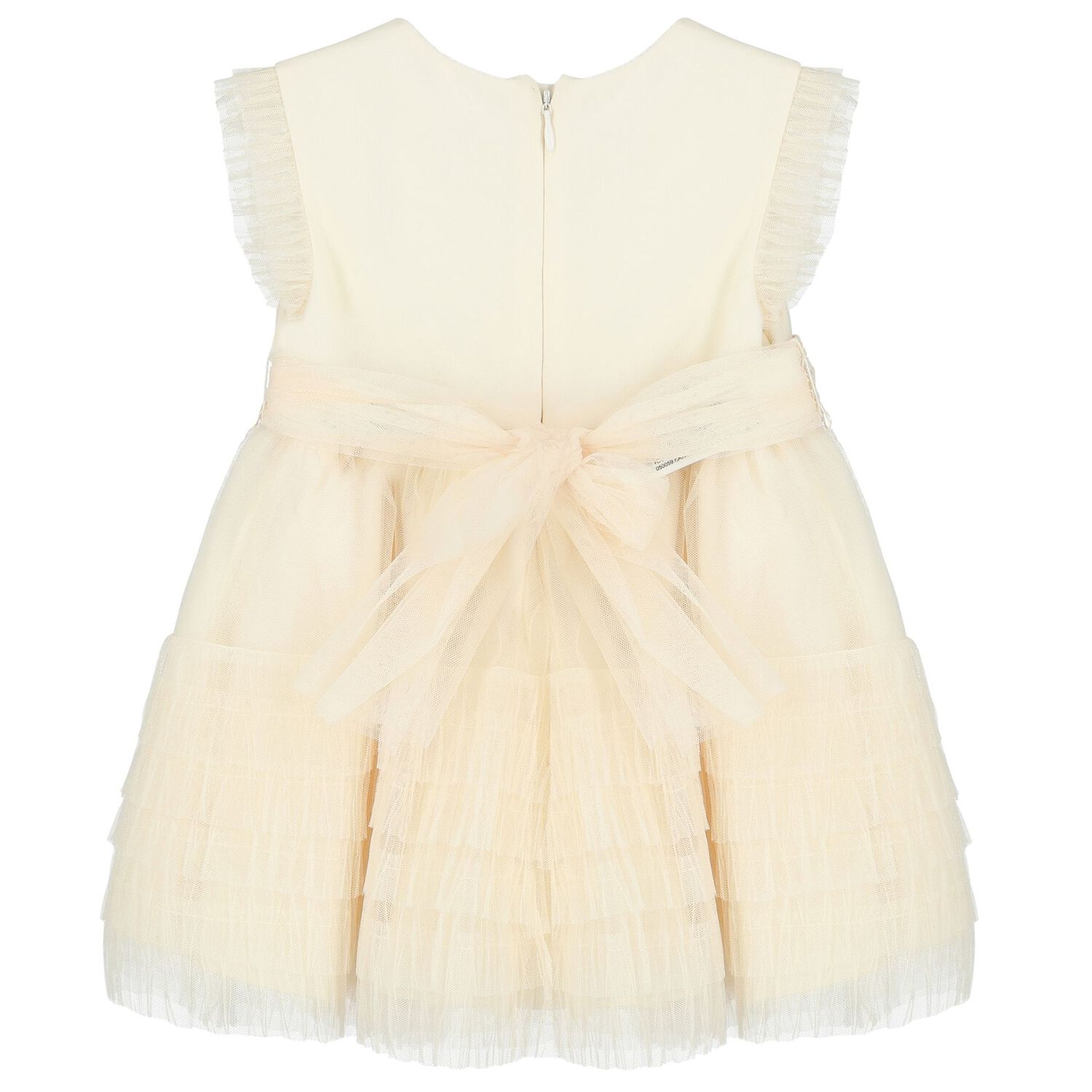 Younger Girls Ivory Tulle & Lace Dress, 1, hi-res