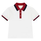 قميص بولو مخطط أبيض للأولاد الصغار, 2, hi-res