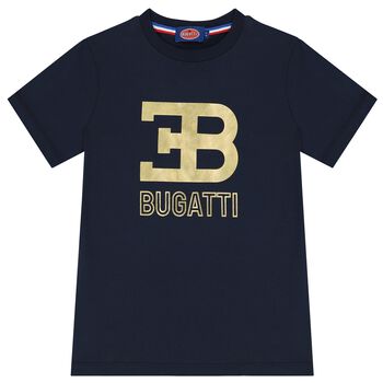 Boys Navy & Gold Logo T-Shirt