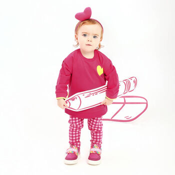Girls Pink Gingham Leggings Set
