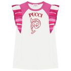 Girls White & Pink Logo Ruffled Dress, 1, hi-res