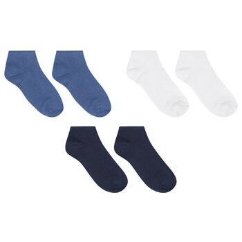 Boys Blue, Navy Blue & White Socks (3 Pack) 