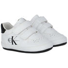 White & Black Logo Pre Walker Shoes, 1, hi-res
