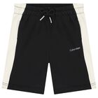 Boys Black & Ivory Cotton Jersey Shorts, 1, hi-res