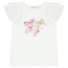 طقم بنات تنورة بطبعة الزهور باللون الأبيض والأخضر, 1, hi-res