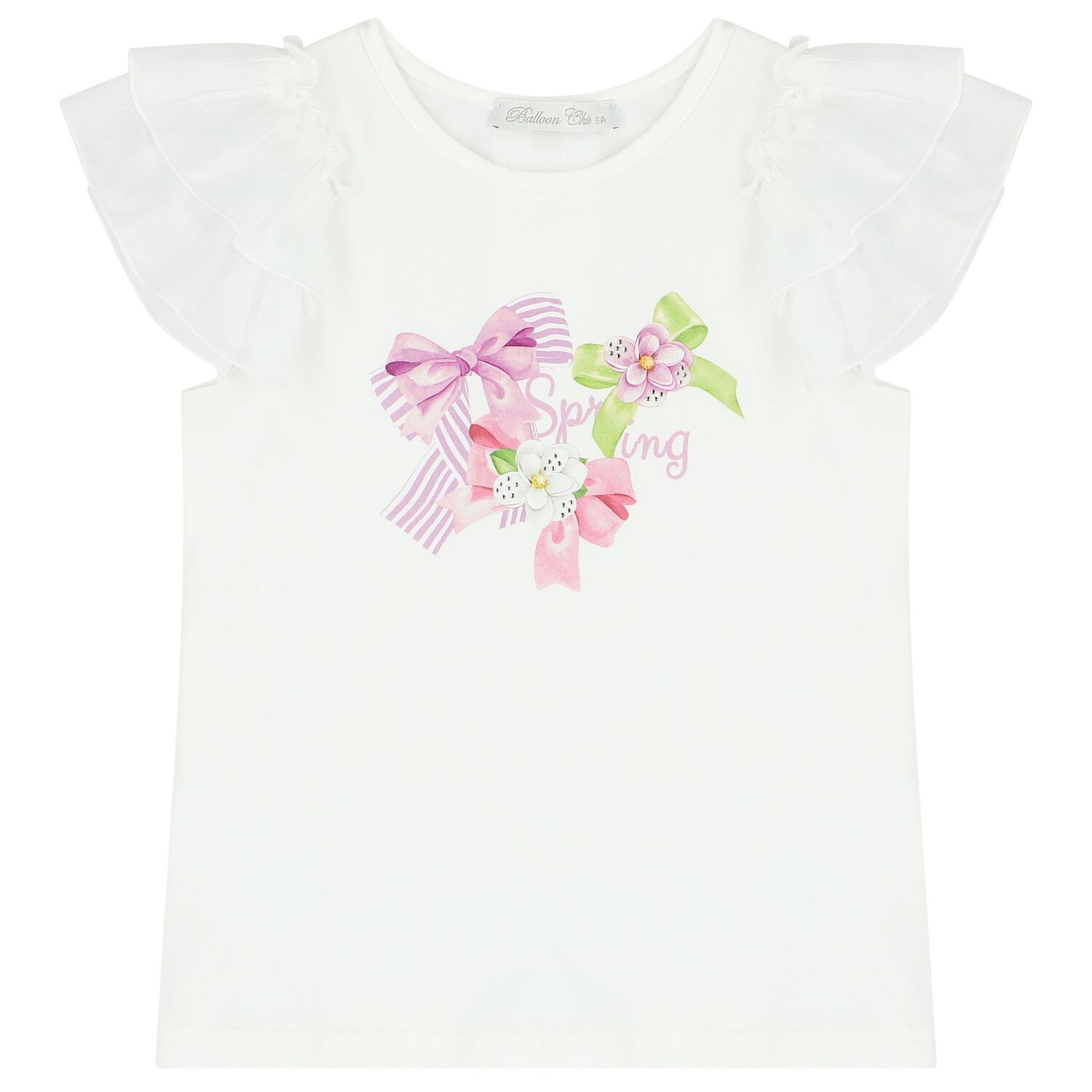 طقم بنات تنورة بطبعة الزهور باللون الأبيض والأخضر, 1, hi-res image number null