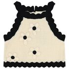 Girls Beige & Black Flower Knitted Top, 1, hi-res