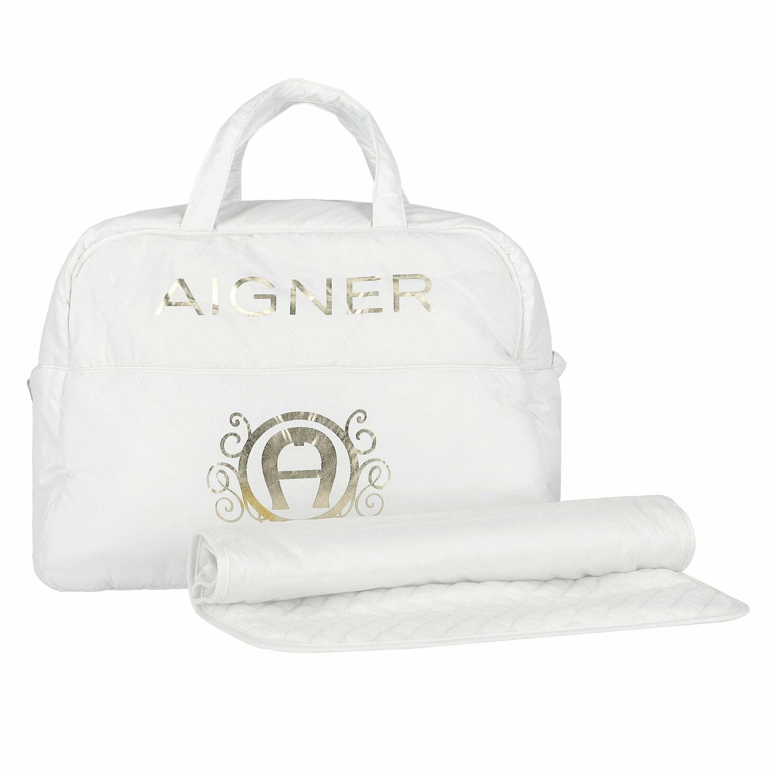 White & Gold Baby Changing Bag, 1, hi-res