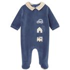 Baby Boys Beige & Blue Babygrow, 2, hi-res