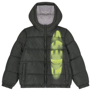 Boys Green Logo Padded Puffer Jacket