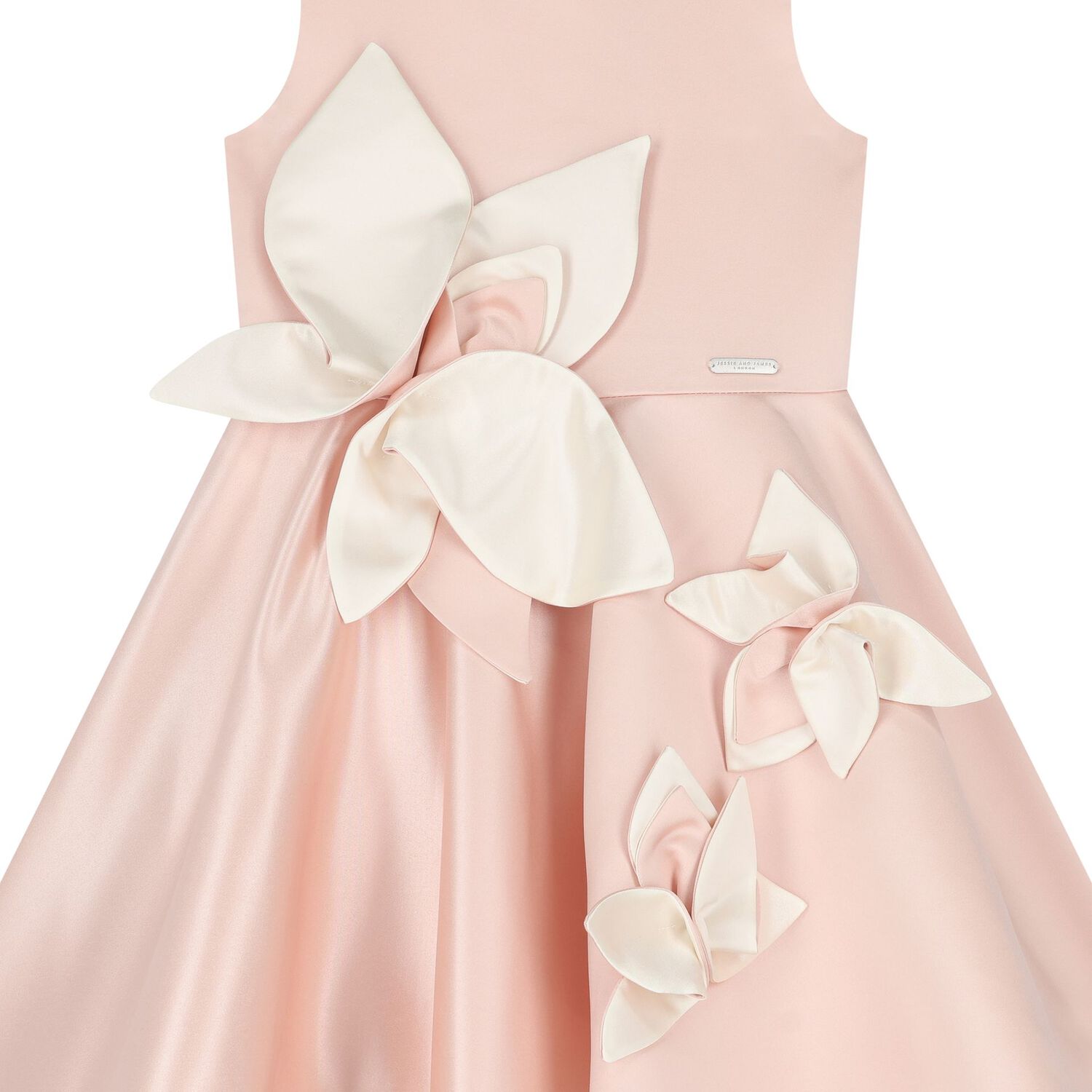 Girls Pink Satin Floral Dress, 1, hi-res image number null