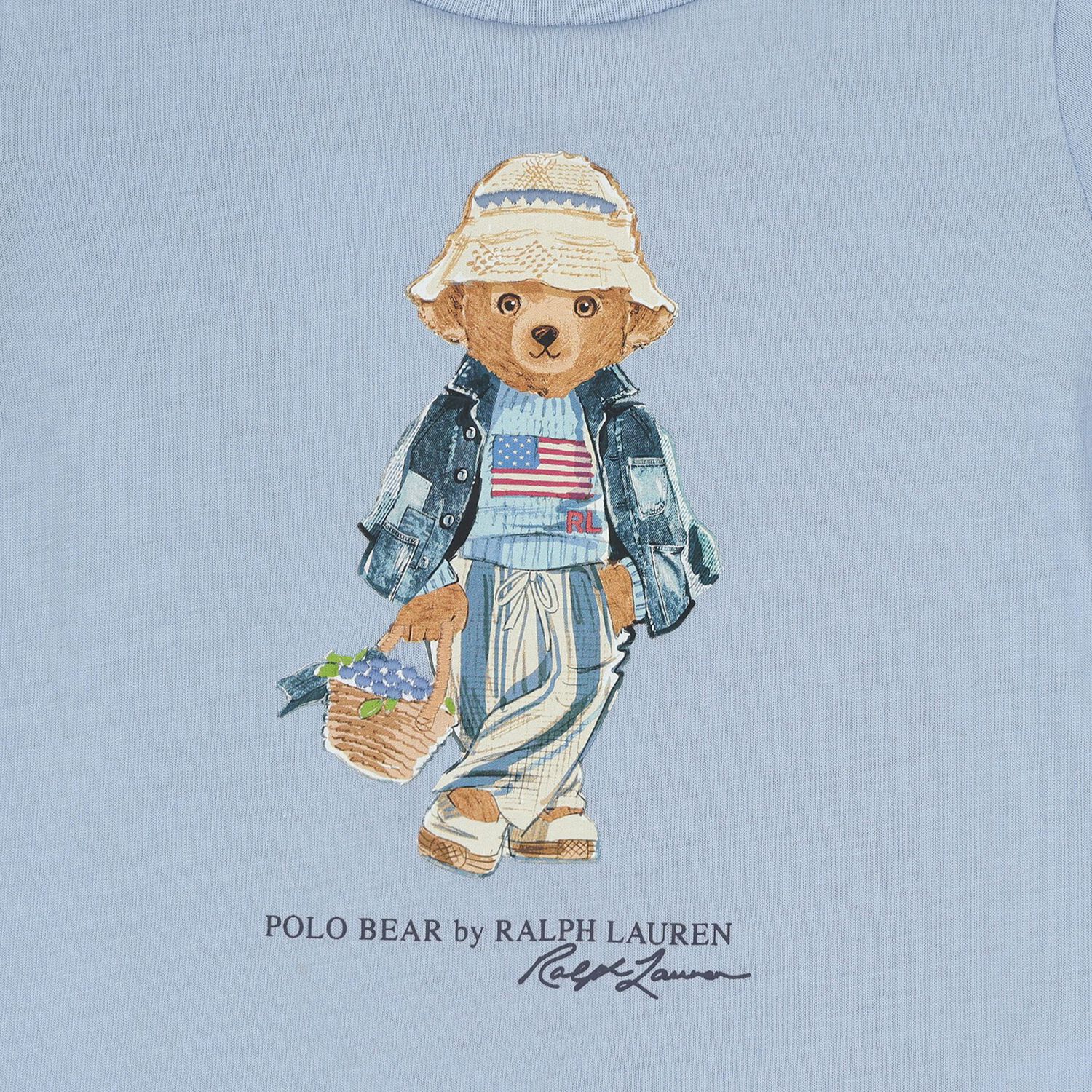 Baby Girls Blue Teddy Bear T-Shirt, 1, hi-res
