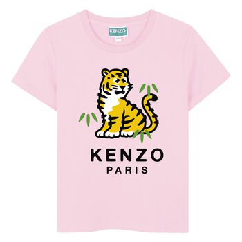 Girls Pink Tiger Logo T-Shirt