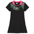 Girls Black Logo Polo Dress, 1, hi-res